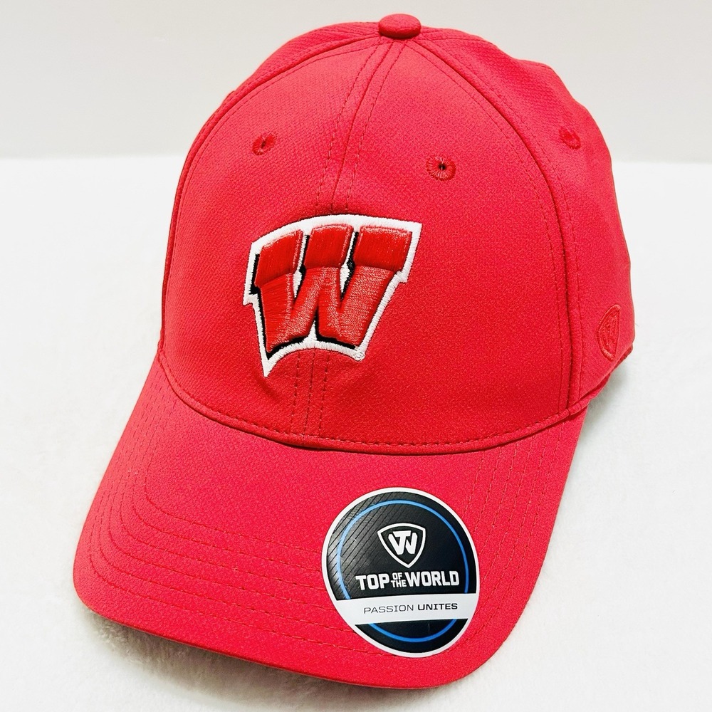 Top of the World Wisconsin Badgers Trainer‎ Hat Cap Adjustable Strap Red NCAA